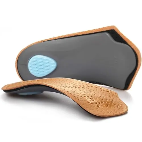 Orthetische Einlegesohlen von 3/4-Länge, halbe Plantarfasziitis-Unterstützung mit Mittelfußpolster-Fersenkissen, Fußschuh-Einsätze für Frauen und Männer, hohe Fußgewölbestütze für flaches Fuß, 45/46