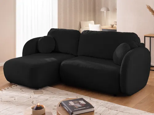 Candy Ecksofa L-Form mit Schlaffunktion und Stauraum in schwarz von S-Style Möbel