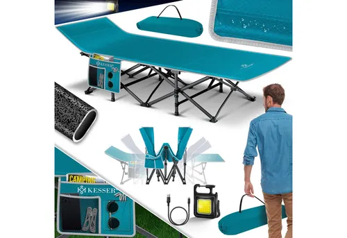 KESSER® Campingbett Klappbar 250kg Belastbar - Camping-Möbel mit stabilem Metallrahmen, rutschfester Bespannung und Tragetasche für einfachen Transport. Ideal für Outdoor-Abenteuer und Festivals.