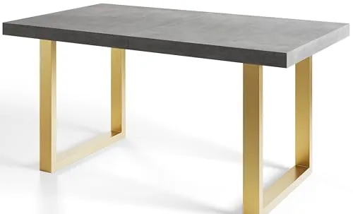 Alpi-Möbel Esszimmertisch, Grau, Gold, Rechteckig - Moderner, ausziehbarer Esstisch aus Holzwerkstoff in industriellem Design. Ideal für kleine Räume, platzsparend und funktional – perfekt für Dinnerpartys oder Familientreffen.