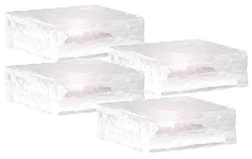 Lunartec Solarleuchten Steine: Solar LED Glasbaustein mit Lichtsensor 15 x 15 x 5cm, 4er-Set (Pflaster Beleuchtungen Solar, Solarsteine für den Garten, Pflastersteine)