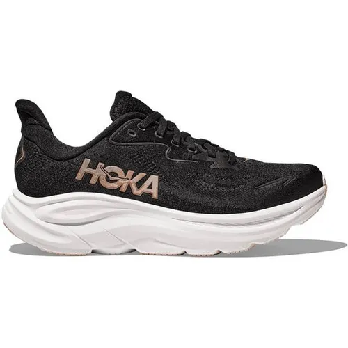 Hoka Damen Clifton 10 schwarz 43.3 - Laufschuhe mit verbesserter Dämpfung und Reaktivität, ideal für tägliche Trainingsläufe und lange Einheiten – für ein angenehmes Fußklima und hohe Langlebigkeit.
