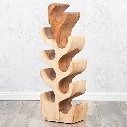 LEBENSwohnART Weinregal Flaschenhalter BOTOL-M ca. H80cm massives Suar-Holz Wein-Flaschen