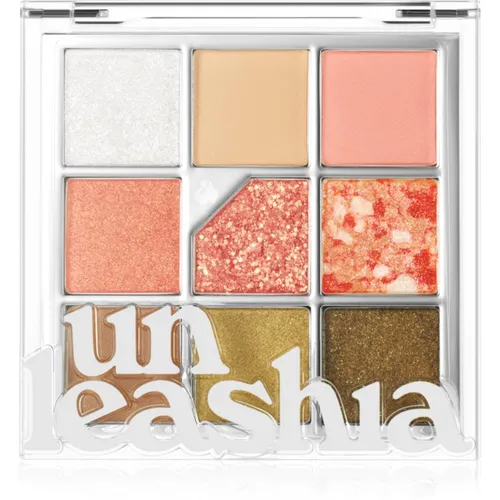 UNLEASHIA Glitterpedia No.6 All of Citrus - 9 Farbtöne Lidschatten Palette - Vielseitige Lidschattenpalette mit 9 veganen Farbtönen und verschiedenen Texturen von matt bis Glitzer, ideal für Alltags- und Party-Looks, 24 Stunden Haltbarkeit.