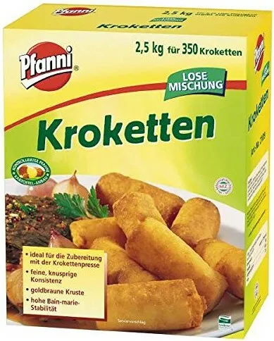 Pfanni Kroketten - Lose Mischung - 2,5 kg für 350 Kroketten - Fertiggericht mit einer praktischen Mischung für 350 knusprige Kroketten, ideal für Partys oder Familienessen.