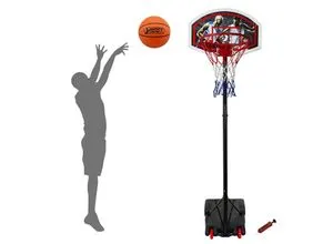 Best Sporting Basketballkorb Outdoor Set 165cm-205cm - Spielzeuge: Höhenverstellbarer Basketballkorb für Einsteiger, inklusive Ball und Pumpe, einfach in 15 Minuten montierbar.