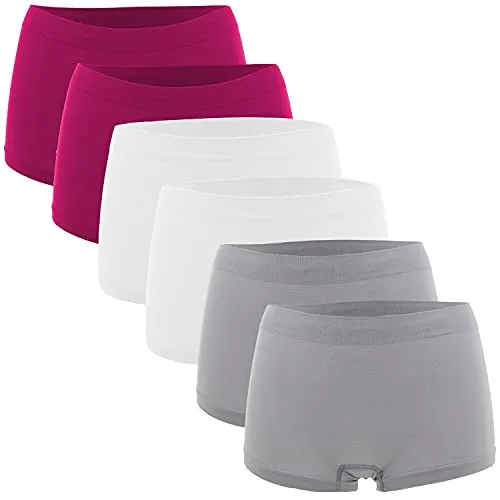 Fabio Farini Damen Panties 6er Pack - Seamless Hipsters in Himbeerrot, Hellgrau und Weiß - Funktionsunterwäsche mit nahtloser Verarbeitung für höchsten Tragekomfort. Die Panties bieten optimale Elastizität und ein elegantes Design für den Alltag.