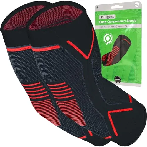 aZengear Ellenbogenbandage 2‑Pack | kompressions Sleeve zur Tennisarm- & Golfarm-Unterstützung | Ellenbogenbandage Herren & Damen für Kraftsport, Gewichtheben, Arthritis, Tendinitis (M)
