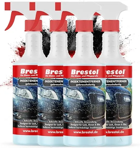 Brestol Insektenentferner 4X 750 ml gebrauchsfertig - Insektenlöser Polycarbonat geeigneter Insektenreiniger Vogelkotentferner Spezialreiniger alkalisch