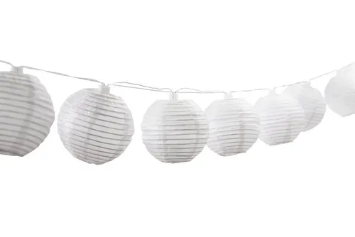 Dehner LED Solarleuchte Solar Lichterkette Lampion, Lichtfarbe warmweiß, Länge 220 cm, weiß, Warmweiß, Leuchtdauer 6 Stunden, 1.2 V