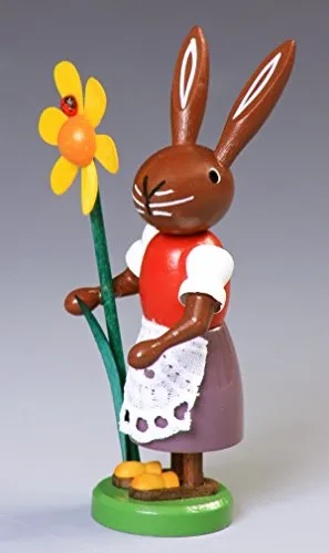 Rudolphs Schatzkiste Osterfigur Hase mit Blume Höhe ca 9 cm NEU Osterdeko Osterhasenfigur Ostern Osterei Frühling Erzgebirge Seiffen Hase Blumenstrauß Blumen