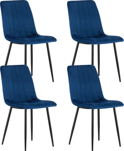 Polsterstuhl Set mit blauem Samtsitz – 1er, 2er oder 4er Set