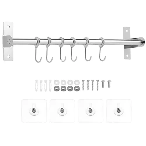 QWORK® Wandmontierte Utensilienleiste aus Edelstahl mit 8 verschiebbaren
