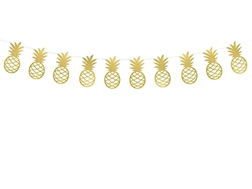 Girlande Ananas 13x150cm DIY Banner Papiergirlande Kindergeburtstag Geburtstag Partydeko Gold