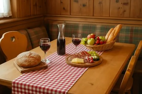 texpot Landhaus Tischläufer 40 x 280 cm rot-weiß kariert 100% Baumwolle