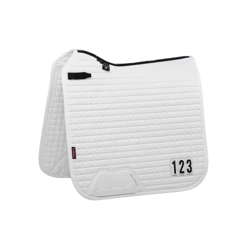 LeMieux Dressur Cotton Competition Square Schabracke - Hochwertige Satteldecke für Pferde - Stilvolle Baumwoll-Schabracke mit transparenten Taschen für Wettbewerbsnummern, superweiches Bambusfutter für maximalen Komfort und Schutz. Ideal für Training und Wettkampf.