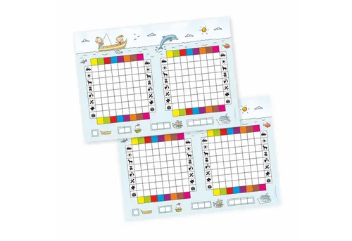 nikima Packpapier Spielblock Schiffe versenken JUNIOR, Reisespiel Flottenmanöver 2er Set A5