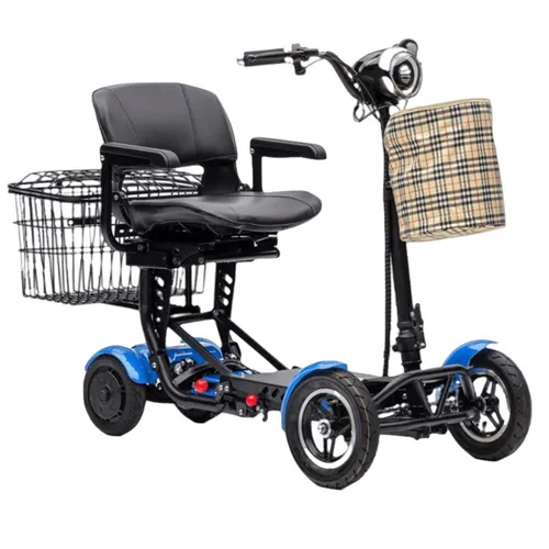 Best Ager Fold Elektro Seniorenmobil Faltbar 4-Rad 6 km/h Blau - Faltbares 4-Rad Elektromobil für Erwachsene und Senioren, ideal für drinnen und draußen. Mit LED-Scheinwerfer und einer Reichweite von bis zu 40 km für mehr Mobilität im Alltag.