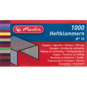 Herlitz Heftklammern 08760613, Typ No.10, 2 - 15 Blatt Heftleistung, verzinkt, 1000 Stück