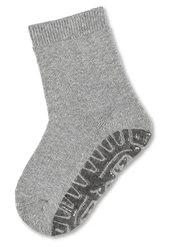 Sterntaler Fli Fli SOFT uni - Unisex Fliesen Flitzer einfarbig - warme Kinder Innenfrottee Stoppersocken - elastische, hautsympathische Kinder Strümpfe mit Anti-Rutsch-Sohle, silber melange, Größe 32