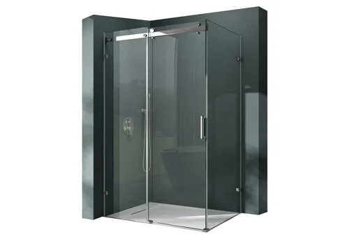 Mai & Mai Eckdusche R17-2 mit Schiebetür - Elegante Duschkabine in L-Form, 8mm ESG-Sicherheitsglas mit beidseitiger NANO-Beschichtung für einfache Reinigung und langlebigen Gebrauch. Ideal für modernes Badezimmer-Design.