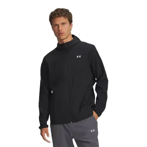Under Armour Velociti Pro Storm Jacke Schwarz M - Wasserabweisende Regenjacke für Männer, leicht und atmungsaktiv, ideal für Läufe bei jedem Wetter. Mit UA Storm-Technologie und reflektierenden Details für mehr Sicherheit.