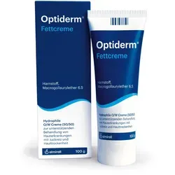 Optiderm Fettcreme - Arzneimittel zur intensiven Pflege trockener, juckender Haut. Mit 50% Lipidanteil und der einzigartigen Kombination aus Urea und Polidocanol für sofortige Linderung bei Juckreiz.