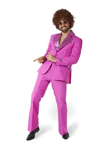 Suitmeister Herren Disco Kostüm Anzug in pink von Suitmeister