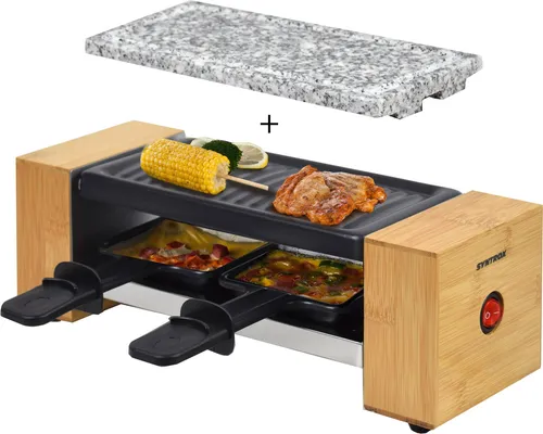 Raclette 2 Personen | Grillplatte & heißer Stein | 320W | Antihaftbeschichtet - Biel