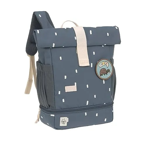 LÄSSIG Kindergartenrucksack Rolltop - Flexibler Mini Rucksack für Kinder ab 3 Jahren - Schulranzen mit Rolltop-Öffnung für Volumenerweiterung von 9 auf 11 Liter. Ideal für Ausflüge, mit kreativen Patches zur individuellen Gestaltung. Bequemes Tragen durch gepolsterte Gurte und Brustgurt.