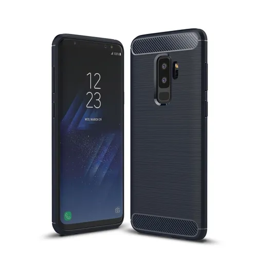 Handyhülle Schutz Case für Samsung Galaxy S9 Plus Cover Bumper Carbon TPU Blau