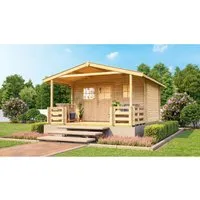 Weka Gartenhaus 111 B mit Vordach + Terrasse - Gartenhaus aus 28 mm Blockbohlen, mit überdachter Terrasse für entspannte Stunden im Freien. Hochwertige Nordische Fichte sorgt für Stabilität und Langlebigkeit.