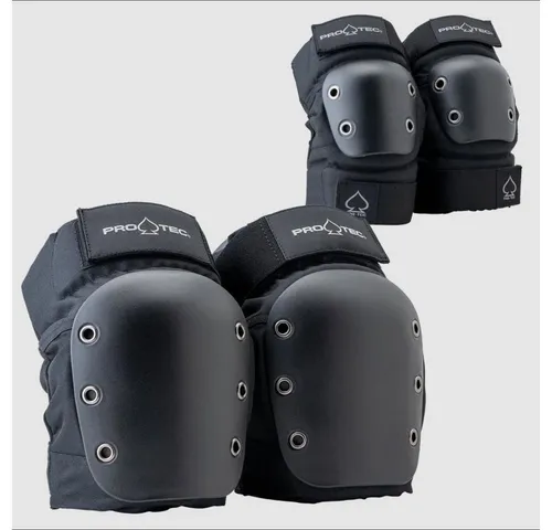 Pro-Tec Sportprotektoren Street Knee/Elbow Pad Set Open 1907 - Schwarz, Größe XL - Hochwertige Schutzausrüstung für Skateboarding, ideal für Unisex Erwachsene. Bietet optimalen Schutz für Knie und Ellenbogen und sorgt für Sicherheit beim Sport.