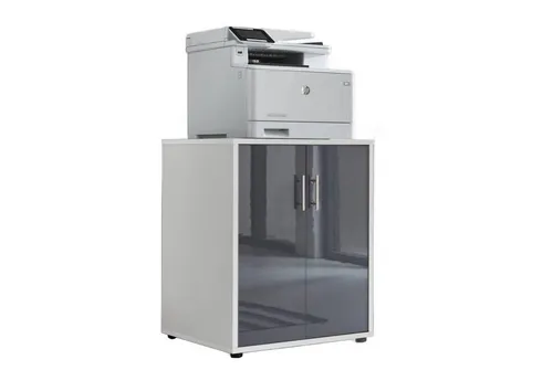 moebel-dich-auf Kommode OFFICE EDITION - Druckerkommode, 54 cm breit, modern in Weiß/Anthrazit Hochglanz - Kommode aus der Office Edition, ideal für Home Offices, mit 3 geschlossenen Fächern und pflegeleichter Oberfläche. Made in Germany.