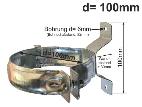verz. Fallrohrschelle mit Wandhalterung d=100mm, für Trapezblech u. Holzmontage