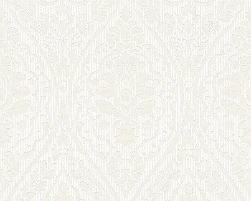 Barock Tapete Vlies weiß creme Architects Paper Tessuto 96195-4 - Elegante Barocktapete im 3D-Design, ideal für stilvolle Wohnräume. Hochwertiges Vliesmaterial sorgt für eine einfache Anbringung und ein edles Ambiente.
