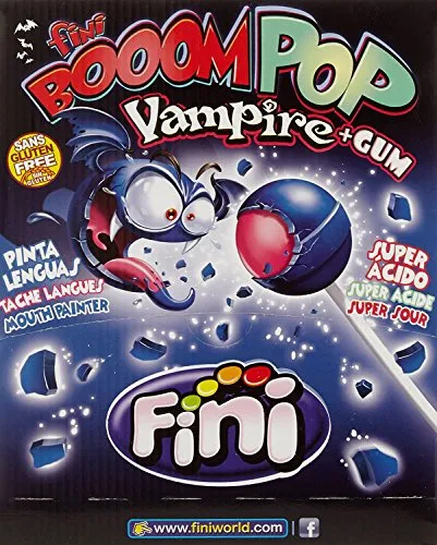 Fini Booom Pop Vampire Lutscher mit Kaugummi in blau von Fini