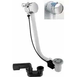 Badewannenablaufgarnitur mit Einlauf 700mm, Chrom - Sonstige Badausstattung mit einfacher Bedienung über Bowdenzug, ideal für komfortable Entleerung der Badewanne und stilvolles Design in Chrom.