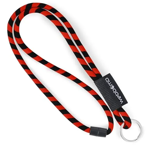 webbomb® Tubular Lanyard zweifarbiges Schlüsselband - rund weich und lang mit Sicherheitsverschluss und Schlüsselring als Schlüsselanhänger Key Chain für Ausweis Handy Schlüssel (rot orange/schwarz)