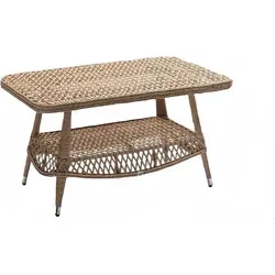 Couchtisch Luxus Kaffeetisch Modern Sofatisch Beistelltisch Rattan Beige - Beige