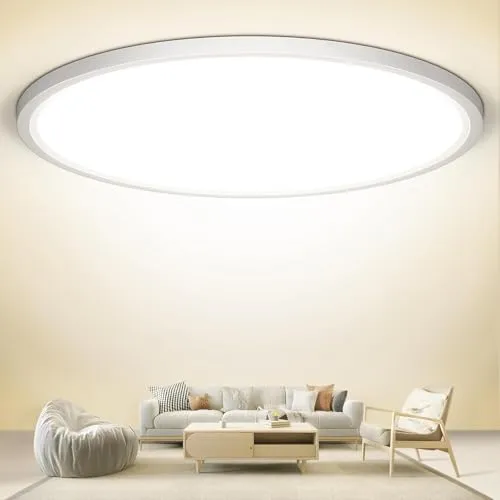 NIBSHOOM Deckenlampe LED Deckenleuchte Rund Flach 4000K,24W/2400LM/IP44 Wasserfest Ultradünn Badezimmer Lampe Decke, Modern Schlicht deckenlampen für Schlafzimmer Wohnzimmer Flur Küche Büro,300*17mm