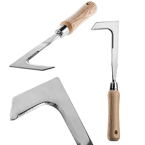 KADAX Unkrautkratzer, Fugenkratzer aus Edelstahl, Unkrautmesser mit ergonomischem Holzgriff, Multifunktionaler Fugenschaber, Unkraut Entferner für Garten (29,5x8cm)