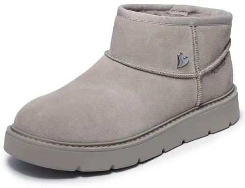 Skechers Andenken für Damen – Gemütliche Mini-Slip-Ins in Taupe - Bequeme Slip-Ins mit weichem Wollfutter und gepolsterter Memory-Schaum-Einlegesohle. Hochwertige Wildleder-Booties, die Wasser und Flecken widerstehen, ideal für den Alltag.