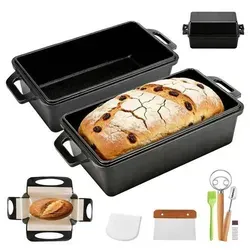 Gusseisen Brotbackform 30cm mit Deckel und Zubehör
