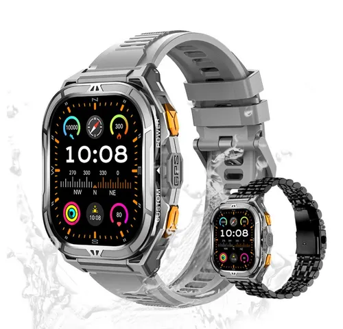 Valdus Herren Telefonfunktion 5 ATM Wasserdicht 530mAh FitnessTracker Smartwatch (1.96 Zoll, Android/iOS), Elegante Fitnessuhr mit GPS, Schlafanalyse & Herzfrequenzmessung