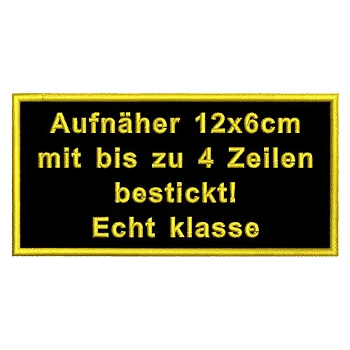 Aufnäher personalisiert mit deinem Wunschtext rechteckig (Rec1) 12x6cm (wahlweise zum Annähen, mit Klett oder zum Aufbügeln)