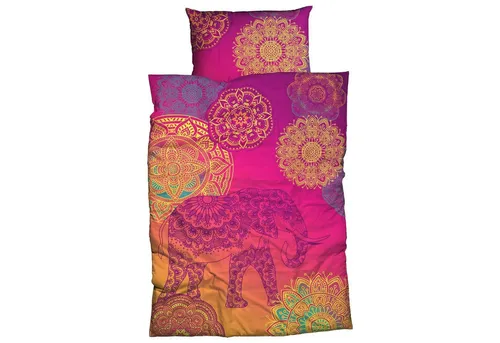 sister s. Renforcé-Bettwäsche Noida - Mandalas & Glücks-Elefant - Bettwäsche-Set aus 100% Baumwolle mit filigranen Mandalas und einem Glückselefanten. Hautfreundlich, pflegeleicht und schadstoffgeprüft nach Öko-Tex-Standard 100. Bringen Sie Farbe und Stil in Ihr Schlafzimmer!