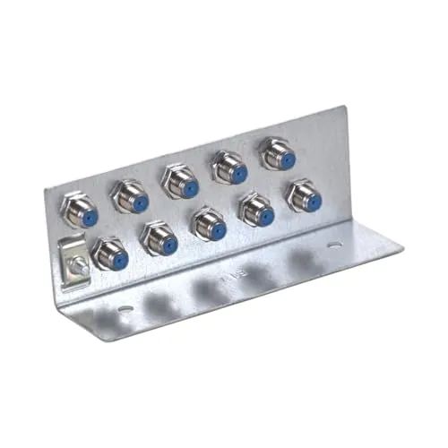 Erwin Weiß GmbH 10-fach Erdungsschiene für Sat Anlage I Erdungswinkel für Potentialausgleich Koaxialkabel I Erdungsblock mit 10 F-Anschlüssen & 2 Erdungsleitungen I Blitz- & Überspannungsschutz