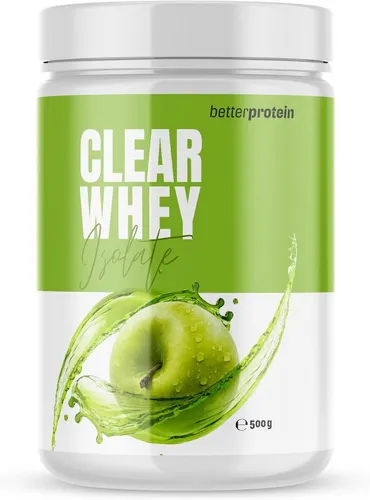better protein Clear Whey Isolate - Green Apple - Whey Protein Isolat aus regionaler Milch, ideal für Muskelaufbau und Gewichtsreduktion, 500 g in erfrischendem Green Apple Geschmack.
