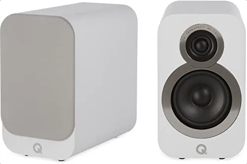 Q Acoustics Regallautsprecher Q 3010 I Weiss (Paar) - Regal-Lautsprecher mit schlankem Design und 25 % größerem Gehäuse für beeindruckenden Klang und tiefere Bässe. Ideal für jeden Hörraum.